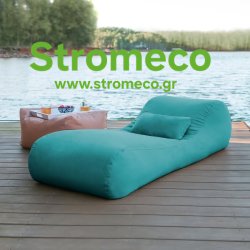 ΜΟΝΗ ΞΑΠΛΩΣΤΡΑ ΠΟΥΦ LUXURY ANABEL-Τιρκουάζ