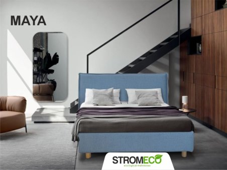 Κρεβάτι Maya ντυμένο με ύφασμα Strom Eco