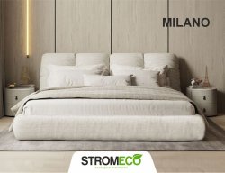 Κρεβάτι Milano ντυμένο με ύφασμα Strom Eco