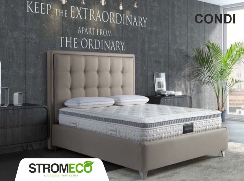 Κρεβάτι Condi ντυμένο με ύφασμα Strom Eco