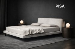 Κρεβάτι Pisa ντυμένο με ύφασμα Strom Eco