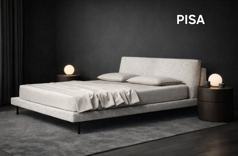 Κρεβάτι Pisa ντυμένο με ύφασμα Strom Eco