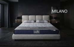 Κρεβάτι Milano ντυμένο με ύφασμα Strom Eco