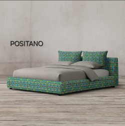 Κρεβάτι Positano ντυμένο με ύφασμα Strom Eco