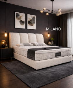 Κρεβάτι Milano ντυμένο με ύφασμα Strom Eco