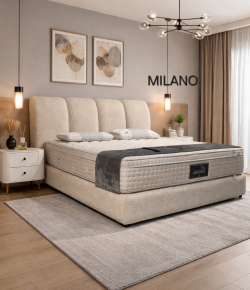 Κρεβάτι Milano ντυμένο με ύφασμα Strom Eco