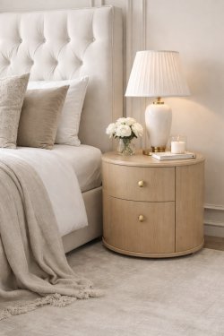 Κομοδίνο Οβάλ από ξύλο δρυς Φ50Χ50 ύψος