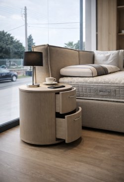 Κομοδίνο Οβάλ από ξύλο δρυς Φ50Χ50 ύψος