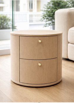 Κομοδίνο Οβάλ από ξύλο δρυς Φ50Χ50 ύψος