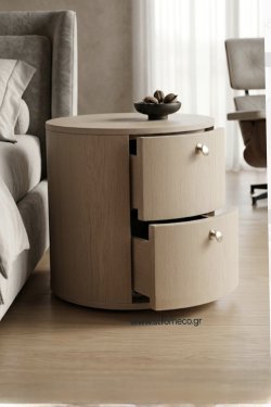 Κομοδίνο Οβάλ από ξύλο δρυς Φ50Χ50 ύψος