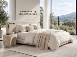 Κρεβάτι Lounge ντυμένο με ύφασμα Strom Eco