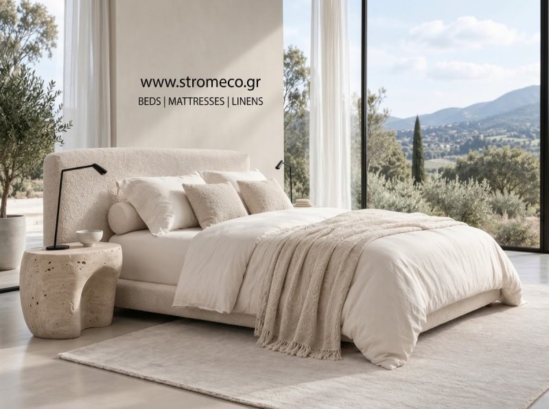 Κρεβάτι Lounge ντυμένο με ύφασμα Strom Eco