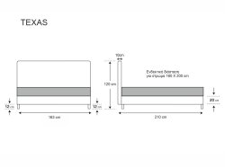 Κρεβάτι Texas ντυμένο με ύφασμα Strom Eco